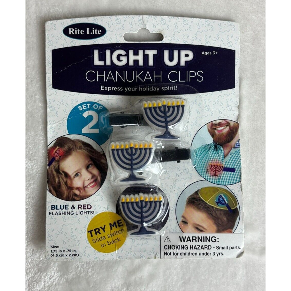 Hanukkah Chanukah hair / yamaka clips 3 pieces light up